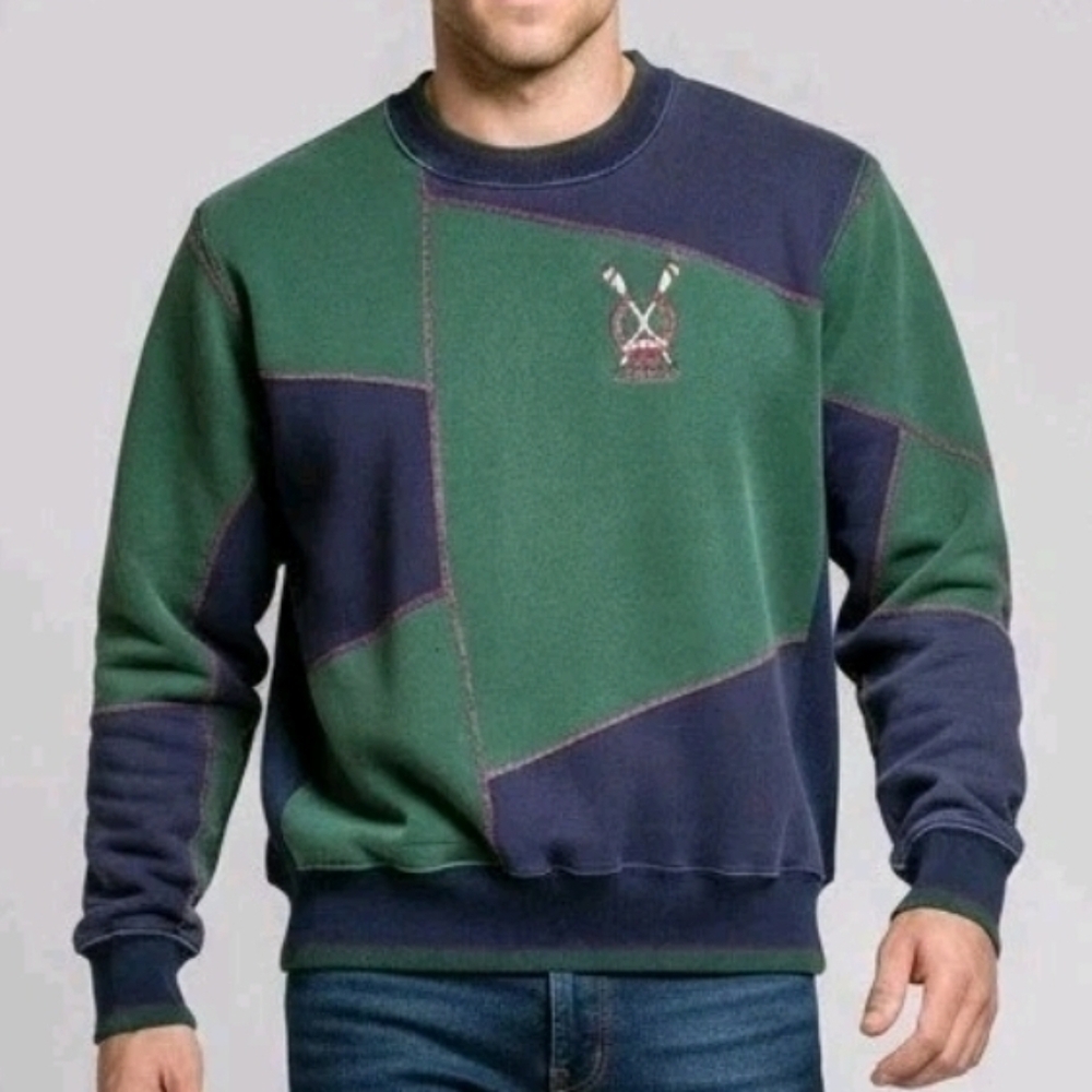Vtg Mt Spokane Knitting Mills Sweater Mens XL Colorblock Pullove Avalon Rowing
